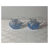 Zimmerman Art Glass Candlestick Holders Pair