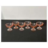 6 Pink Depression Glass Sherbet Cups