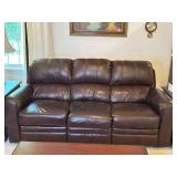 Thomasville Furniture Brown Leather Reclining Sofa