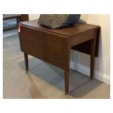 Drop-Leaf Wooden Table on Casters