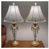 Cut Crystal and Brass Table Lamps