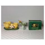 McCoy Pottery Bird and Flower Planter Trio