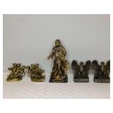 Bronze-Tone Sculpture and Bookends