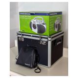 Durabrand CD Player, Tasco Binoculars, and Case