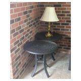 Metal Patio Side Tables and Brass Table Lamp