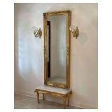 Gold Gilt Wall Mirror with Marble Console