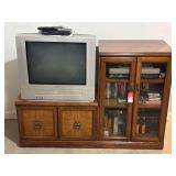 RCA TruFlat TV with Magnavox Converter and Wood Cabinet