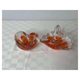 Zimmerman Art Glass Basket and Bowl