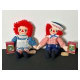 Raggedy Ann and Andy Dolls with Ornaments