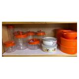 Tupperware Orange Canisters and Floral Bowls