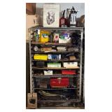 Industrial Metal Storage Rack with Tools and Accessories