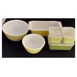 Pyrex Yellow Refrigerator Dishes and Bowls Set