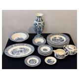Shakespeare Country Dinnerware Set and Royal Delft Vase