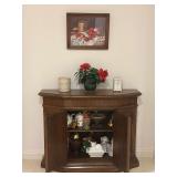Walnut Cabinet, Decor, and Collectibles Lot