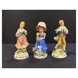 3 Vintage FBIA Handpainted Porcelain Figurines