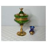 Vintage Empoli Italy Hand-Painted Candy Dish and Bud Vase