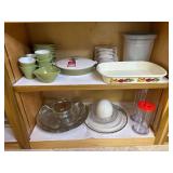 Kitchenware Lot Including Oneida, Corning Ware, Glassware