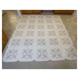 Embroidered Floral Quilt With Pink Trim