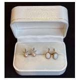 Pearl and Opal Screwback Earrings