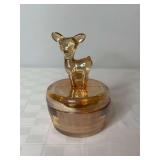 Jeanette Glass Marigold Iridescent Deer Trinket Dish
