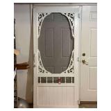 White Screen Door with Decorative Trim