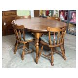 Wood Dining Table With 2 Leaves and 4 Chairs