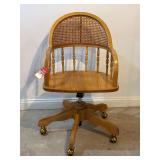 Oak Office Chair with Cane Back and Casters