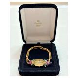Franklin Mint 18K Gold Floral Ladies Watch