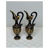Greek Hand Made Black and Gold Pitchers