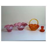 Fenton & Pilgrim Art Glass Bowls and Pitcher