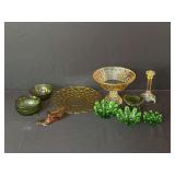 Green & Amber Decorative Glassware