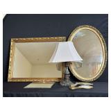 Ornate Mirrors & Brass Lamp