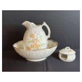 La Belle China Pitcher, Basin, and Soap Dish Set