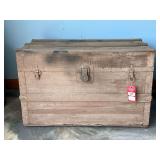 Wooden Steamer Trunk With Metal Hardware