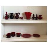 Ruby Red Glassware Including Avon Cape Cod Pieces