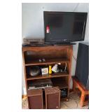 Sanyo 32in TV, Shelf, Audio Video Components Lot