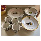 John Deere Gibson Dinnerware Set Plates Mugs