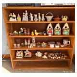 Wood Bookcase With Figurines, Vases, Shells