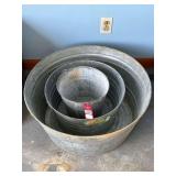 Three Galvanized Metal Tubs