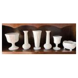 Six Piece Assorted White Milk Glassware Set