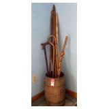 Wood Walking Sticks And Cane Barrel