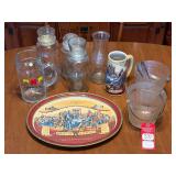 Beer Steins and Assorted Glassware
