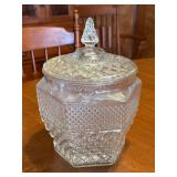 Pressed Glass Hexagonal Lidded Jar