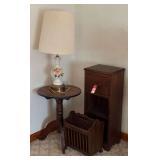 Table Lamp With Side Table And Magazine Rack