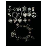 Sterling Silver Bracelet and Pendants