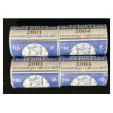 2001 and 2004 Kennedy Half Dollar Rolls