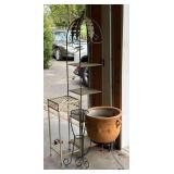 Metal Plant Stands And Terra Cotta Pot Set