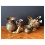Brass Spittoons And Decorative Boot