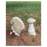Concrete Garden Bird Bath Two-Piece Set