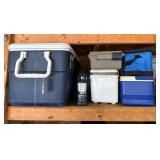 Coleman Cooler Lot With Lanterns And Tackle Box